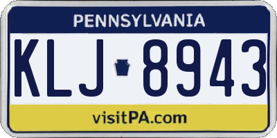 PA license plate KLJ8943