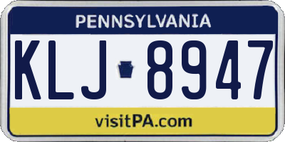 PA license plate KLJ8947