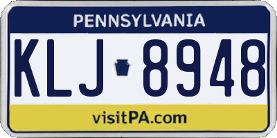 PA license plate KLJ8948