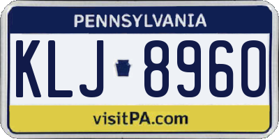 PA license plate KLJ8960
