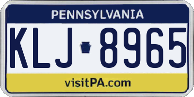 PA license plate KLJ8965