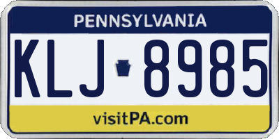 PA license plate KLJ8985