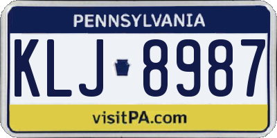 PA license plate KLJ8987