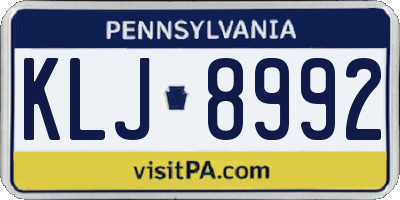 PA license plate KLJ8992