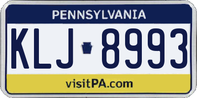 PA license plate KLJ8993