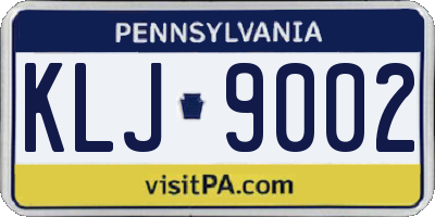 PA license plate KLJ9002