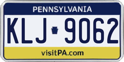PA license plate KLJ9062
