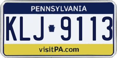 PA license plate KLJ9113