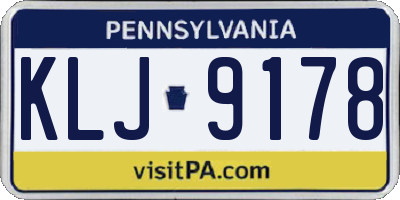PA license plate KLJ9178