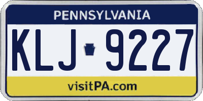 PA license plate KLJ9227