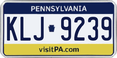 PA license plate KLJ9239