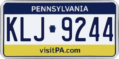PA license plate KLJ9244