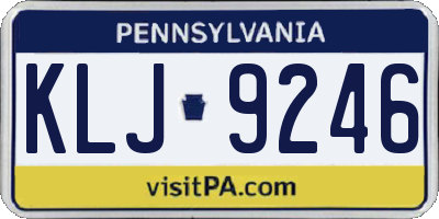 PA license plate KLJ9246