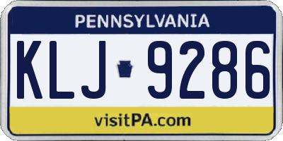 PA license plate KLJ9286