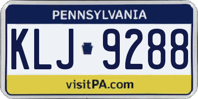 PA license plate KLJ9288