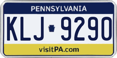 PA license plate KLJ9290