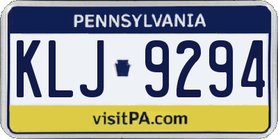 PA license plate KLJ9294