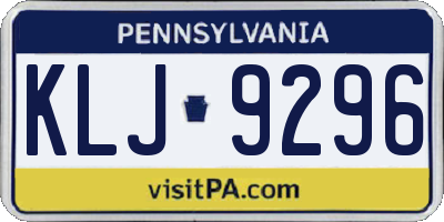 PA license plate KLJ9296