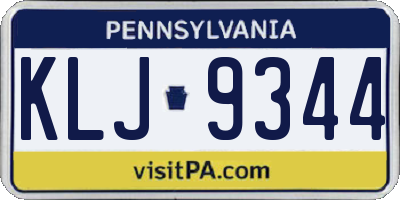 PA license plate KLJ9344