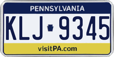 PA license plate KLJ9345