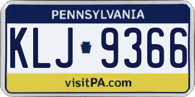 PA license plate KLJ9366
