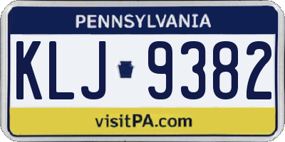 PA license plate KLJ9382
