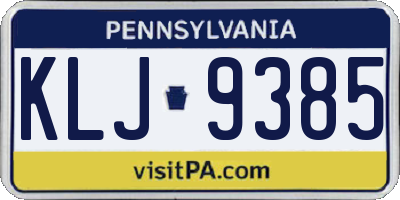 PA license plate KLJ9385