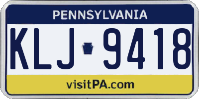 PA license plate KLJ9418