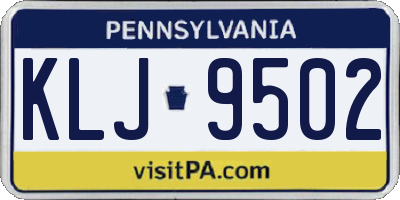 PA license plate KLJ9502