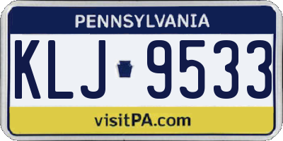PA license plate KLJ9533