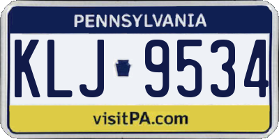 PA license plate KLJ9534