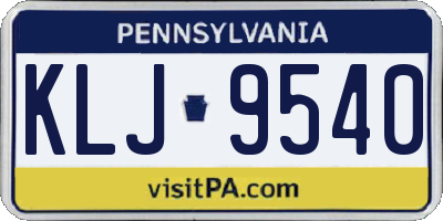 PA license plate KLJ9540