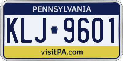 PA license plate KLJ9601