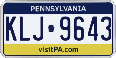 PA license plate KLJ9643