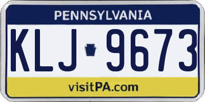 PA license plate KLJ9673