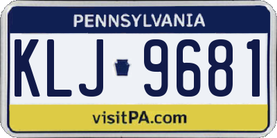 PA license plate KLJ9681