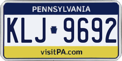 PA license plate KLJ9692