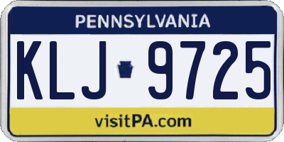 PA license plate KLJ9725