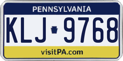 PA license plate KLJ9768
