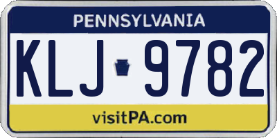 PA license plate KLJ9782