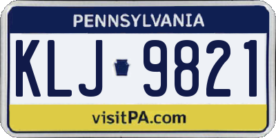 PA license plate KLJ9821
