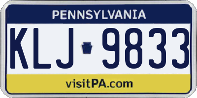 PA license plate KLJ9833