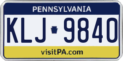 PA license plate KLJ9840