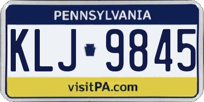PA license plate KLJ9845