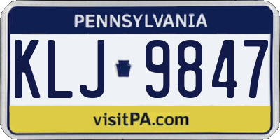 PA license plate KLJ9847