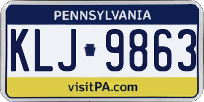 PA license plate KLJ9863