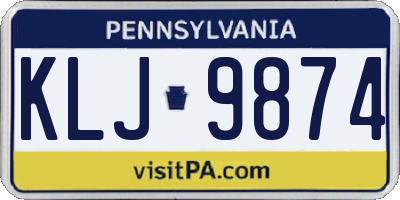 PA license plate KLJ9874