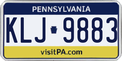 PA license plate KLJ9883