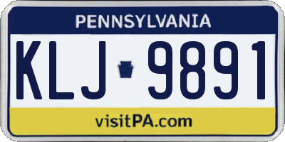 PA license plate KLJ9891
