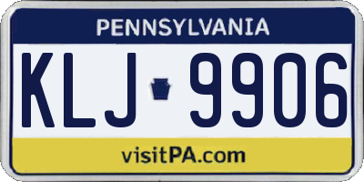 PA license plate KLJ9906
